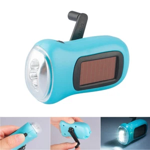 2PACK LED Torch Hand Crank Dynamo Solar Powered Flashlight Lamp Emergency Light - Picture 1 of 11