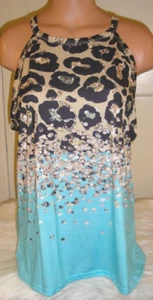 Camiseta sin mangas para mujer Plus con estampado animal y azul, talla 1X / XXL NUEVA SIN ETIQUETAS - Imagen 1 de 6