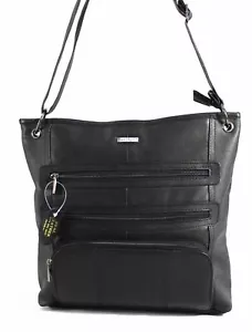 New Womens Ladies Lorenz Genuine Real Leather Triple Zip Shoulder Handbag UK - Picture 1 of 7