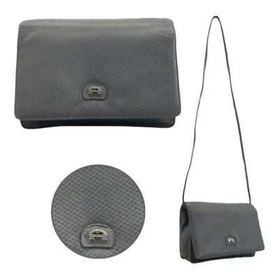 Bolsa de ombro vintage anos 90 ETIENNE AIGNER couro em relevo conversível cinza - Imagem 1 de 4