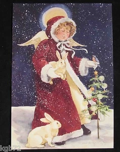 Leanin Tree Christmas Greeting Card Angel Animals Snow Multi Color C6 - Picture 1 of 2