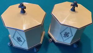 VINTAGE~LUCITE BY EMPIRE~VANITY BOXES WITH LIDS~BRASS FLEUR DE LI FINIALS + FEET - Picture 1 of 6