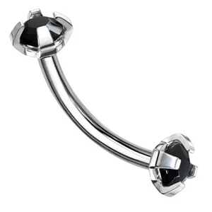 16G Bent Barbell Curved Eyebrow Ring Crystal CZ Snake Eyes Piercing Jewelry 8mm - Picture 1 of 21