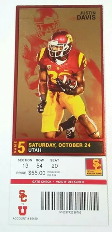 2015 USC Trojans Utah Utes Football Full Ticket Stub Cover
