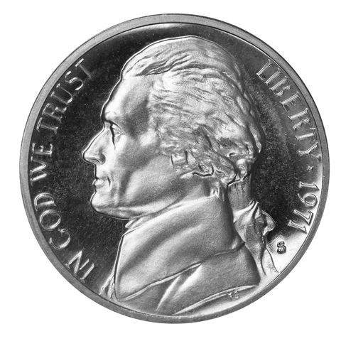 1971 S Jefferson Nickel 5c Gem Proof US coin Cover
