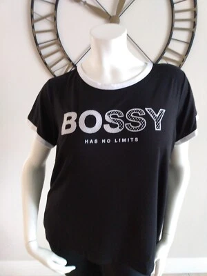 Camiseta Joe Boxer Negra Gráfica "BOSSY HAS NO LIMITS" Juniors Talla Grande 2X Foto 1 de 4