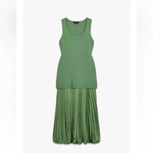 ZARA PLEATED KNIT COMBINATION DRESS - Picture 1 of 7