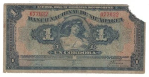 Nicaragua - Series of 1938 1 Cordoba Banknote (P-63b) - Picture 1 of 2