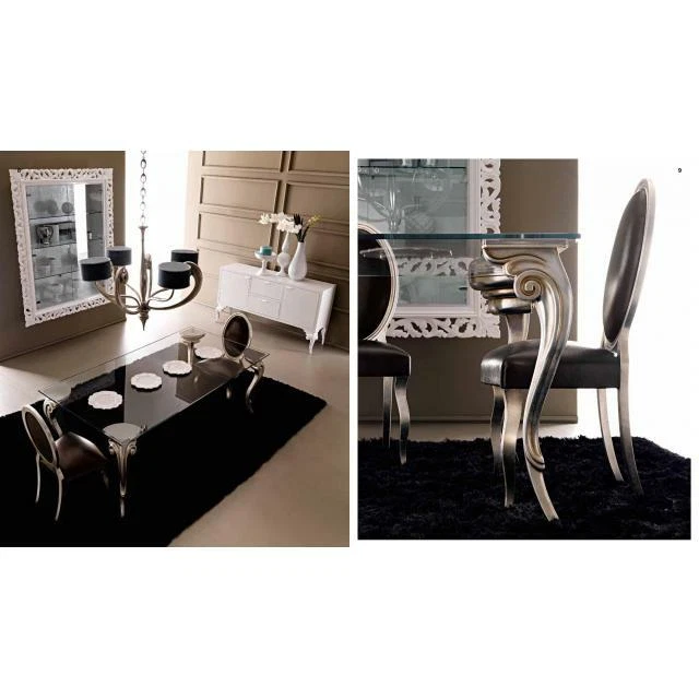 Tavolo Antares vetro gambe foglia argento cm 220x110x81H - Immagine 1 di 1