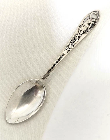 Honolulu Hawaii Sterling Silver Souvenir Spoon Topless Hula Dancer Uke 4 1/8" L Cover
