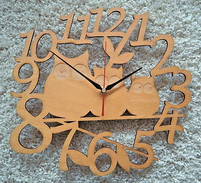 moderne Wanduhr Dekouhr Wanduhren Wandtattoo Wanddeko Eulen bernstein - Bild 1 von 2