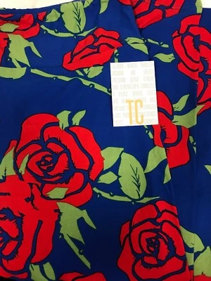 Leggings Lularoe TC Altos Curvilíneos Azul Cobalto Sólidos Grandes Rosas Rojas 🌹 Nuevos Difíciles de Encontrar 🦄 Foto 1 de 4
