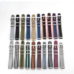 Nylon Canvas Watch Strap Single Pass Sport Military Style Band 20/22mm Universal - Picture 1 of 44