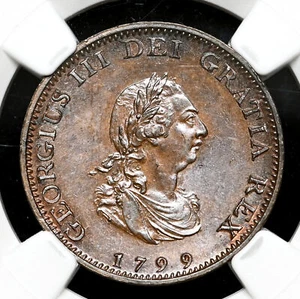 GREAT BRITAIN. George III, Farthing, 1799, NGC MS61 BN - Picture 1 of 4
