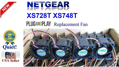 4x Quiet version (18dBA) Replacement Fans for Netgear XS728T XS748T - Image 1 of 4