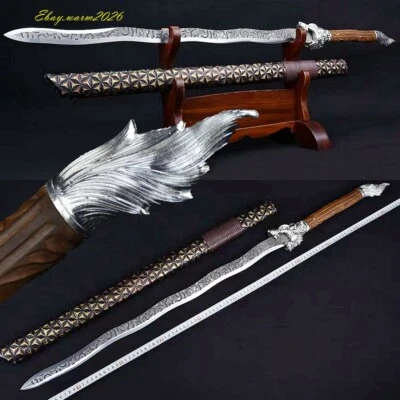 Espada de batalla china KUNGFU con mango de madera antideslizante 战狼剑 hoja de acero inoxidable afilada Foto 1 de 4