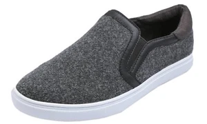 FEVERSOLE Women's Slip On Sneaker Low Top Faux Dark Grey Woolen Size 7.5 M US - Picture 1 of 6