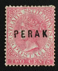 MALAYA 1883 PERAK opt Straits Settlements QV 2c MH Wide "A" SG#12 M3844 - Picture 1 of 5