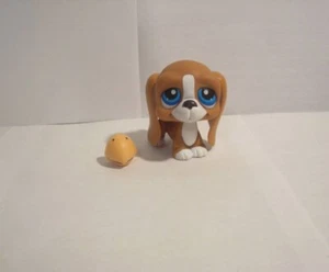 LITTLEST PET SHOP BASSET HOUND DOG # 222 BROWN WHITE BLUE EYES with nose - Picture 1 of 3