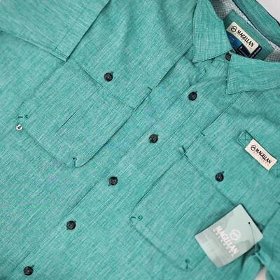 NEW Magellan Mens Fish Gear Aransas Pass Heather Green Outdoor Sz Small Relaxed - Image 1 of 4
