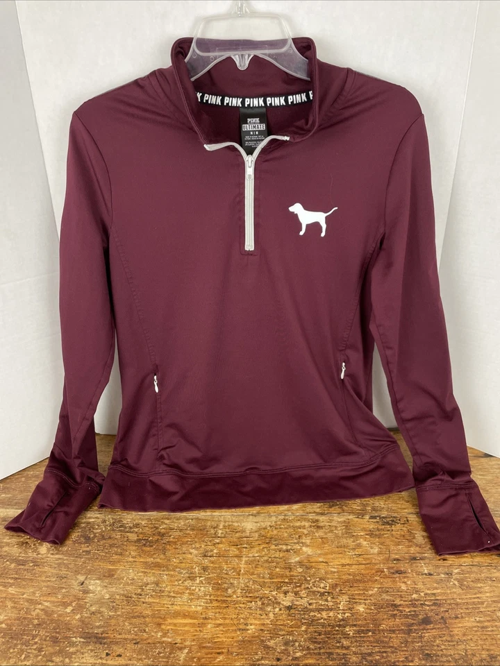 Pullover Victoria's Secret ROSA MED ULTIMATE 1/4 Cremallera Manga Larga Gris Borgoña Foto 1 de 4
