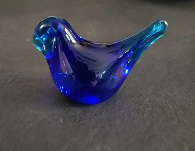 Ganz Miniatura 2.5" Vidrio Soplado Azul Cobalto, "Blue Bird Of Happiness" Foto 1 de 4