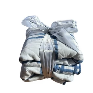 BROOKS BROTHERS King Pillow Shams 2-Pc Set BLUE & WHITE Muslin Cotton Anchors - Picture 1 of 7