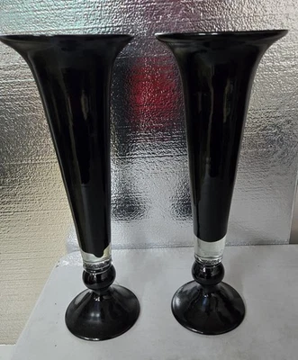 Декоративные вазы 16 дюймов из черного выдувного стекла ручной работы для современной домашней жизни 2 - Изображение 1 из 4