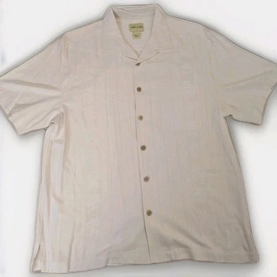 Joseph & Feiss SILK Textured Mens Sz L Button Up Camp Resort Casual Hawaiian  - Image 1 of 4