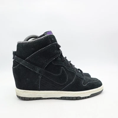 Nike Dunk Sky Hi Hidden Wedge Heel Women's Size 7 Black Suede Shoes  528899-014 - Image 1 of 4