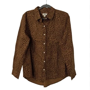 Camicia donna Style & Co perfetta stampa ghepardo mobwife cotone con bottoni taglia L - Foto 1 di 5