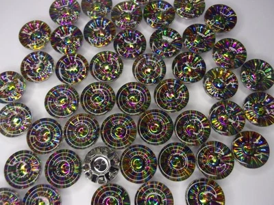 50 x Stunning Multicoloured Sparkly Diamante Crystal Dish Buttons 15mm N17 - Image 1 of 3