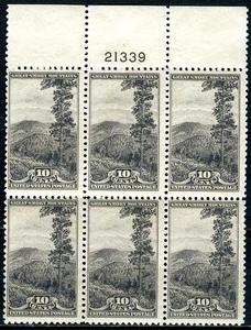SC# 749 - 1934 - 10¢ National Parks - Great Smoky Mts.- Mint NH Plate Block of 6 - Picture 1 of 1