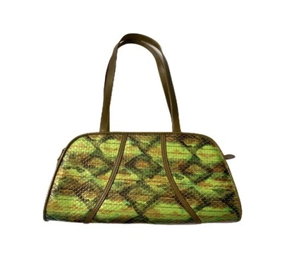"Bolso de Hombro Y2K De Colección Años 90 Cuero Vegano Cartera Estampado Animal Piel de Serpiente 7"" x 13""" Foto 1 de 4