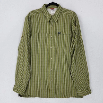 The North Face Shirt Mens Large Green Striped Button Down Long Sleeve Hiking - Image 1 of 4
