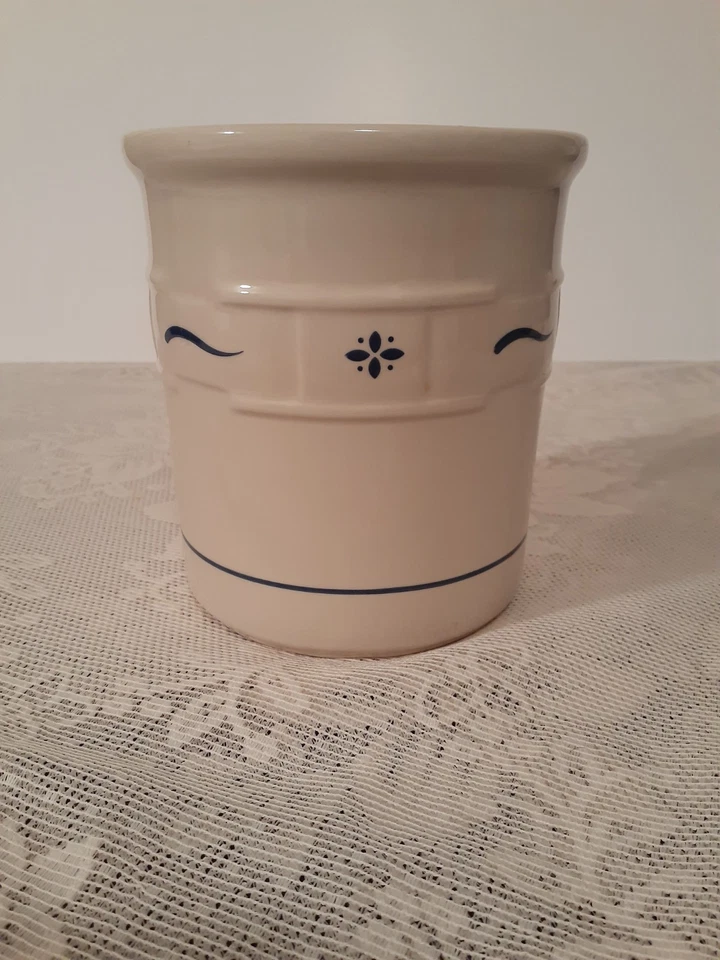 Vasija de utensilios Longaberger Woven Traditions cerámica AZUL CLÁSICO 6" de alto Foto 1 de 4