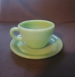 Jadeite Fire King Vintage Heavy Restaurant Ware Cup with Saucer - Picture 1 of 10