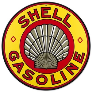 Vintage Style Metal Sign Shell Yellow 14x14 - Picture 1 of 1