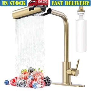 Pull Down Kitchen Faucet Stainless Steel 3 Spray Modes Easy Install Leak Free US - Picture 1 of 64