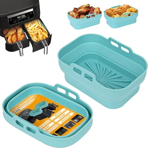 Teglia per Friggitrice Ad Aria, 2 Pezzi Stampi Silicone Air Fryer Riutilizzabile - Foto 1 di 12