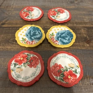 Pioneer Woman Stoneware Floral Coasters Set Of 6 - Picture 1 of 7