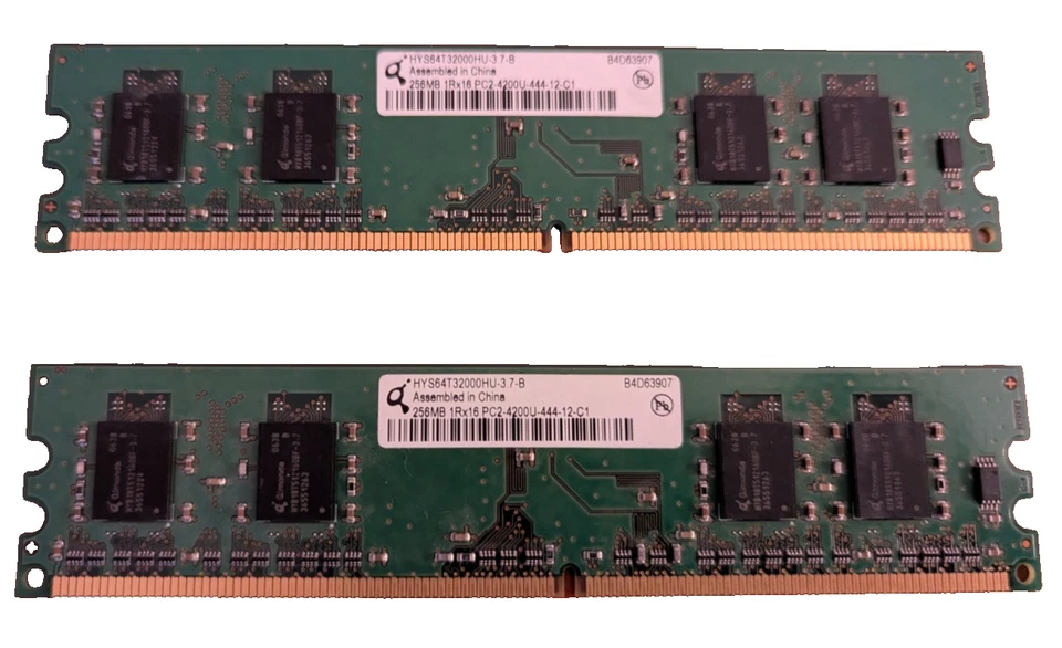 2x 256MB DDR2-533 PC2-4200U 1Rx16 Desktop Memory RAM Kit – Qimonda HYS64T32000HU - Image 1 of 2