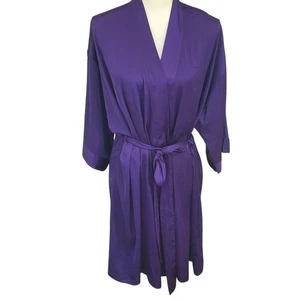 city chic robe purple satin short belted size 16 - Picture 1 of 5