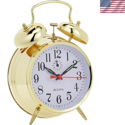 Reloj despertador mecánico Bellman dorado clásico con péndulo y agujas luminosas Foto 1 de 4