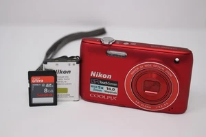 Cámara digital Nikon COOLPIX S4100 14,0 MP roja probada con tarjeta SD Batt ¡Excelente! - Imagen 1 de 6