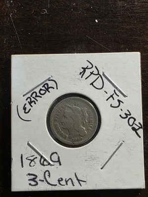 1869 3 Cent.  Error.  RPD.FS.302 - Image 1 of 3