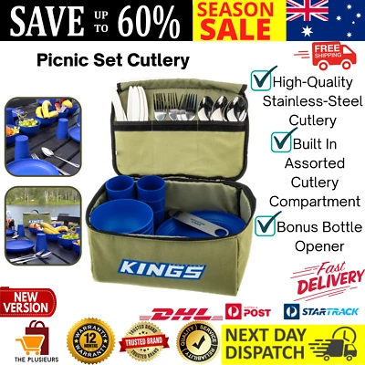 6-Person Picnic Set Outdoor Camping Cutlery 37-Piece Plate Bowl Cup Travel Bag  - image 1 of 4
