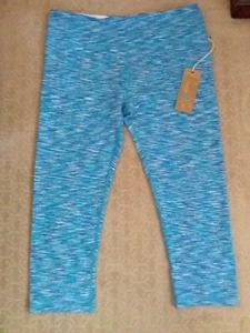 Scorpio Sol Blue Space Dye Capri Crop Leggings Yoga Workout Pants, size L - Picture 1 of 9
