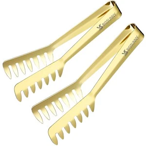 8 Inch Stainless Steel Pasta Tongs Spaghetti Tongs with Teeth Serving Tongs f... - Picture 1 of 6