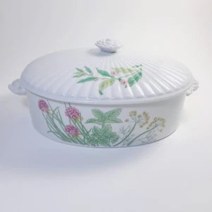 Shafford Herbs & Spices Large Oval Porcelain Covered Casserole Vintage - Picture 1 of 10